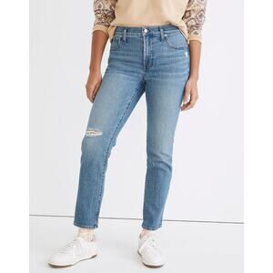 Madewell Mid-Rise Perfect Vintage Jean in Ainsdale Wash Knee-Rip Edition 33